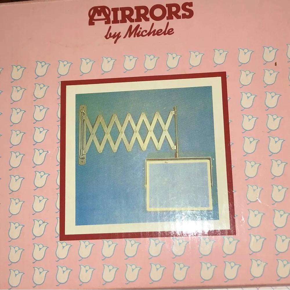 Vintage Mid Century Accordion Wall Mount Pivoting Make up New / Box Mirror 8 X 6